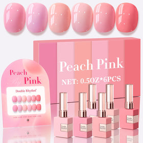 Double Rhythm Gel Polish Set 6 Pcs 15ml in peach pink orange shades