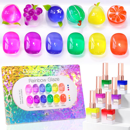 Double Rhythm Gel Polish Set 6 Pcs 15ml in vibrant neon colours