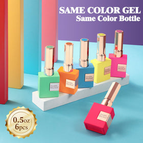 Double Rhythm Gel Polish Set 6 Pcs 15ml with base and top coat