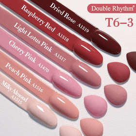 Double Rhythm Gel Polish Set displayed on a nail art table