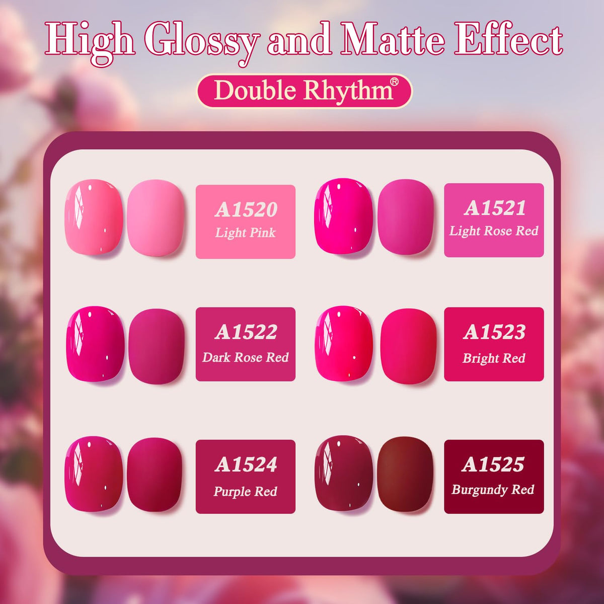 Double Rhythm Gel Polish Set packaged with six 15ml bottles