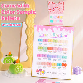 Double Rhythm gel polish set packaging with vibrant colours
