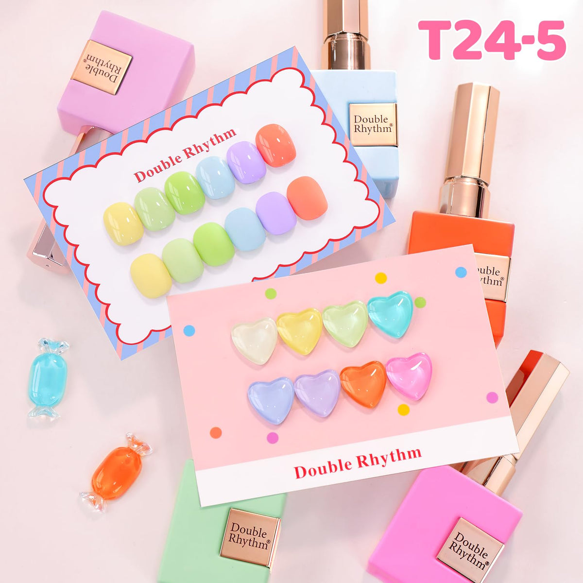 Double Rhythm gel polish set showcasing all 28 colours