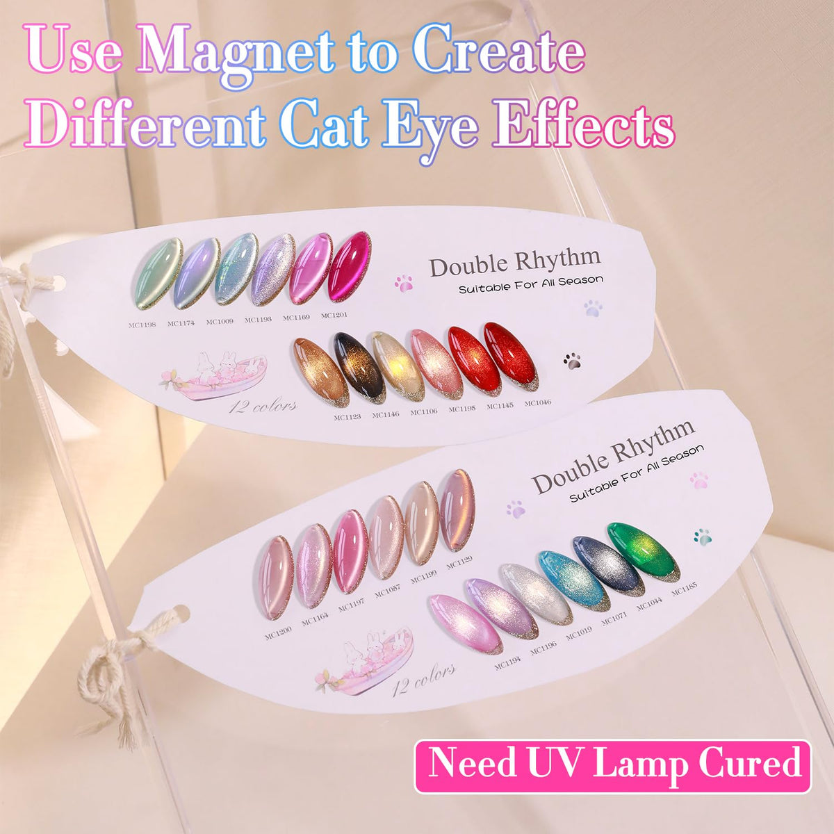 Double Rhythm gel polish set with base and top coat bottles