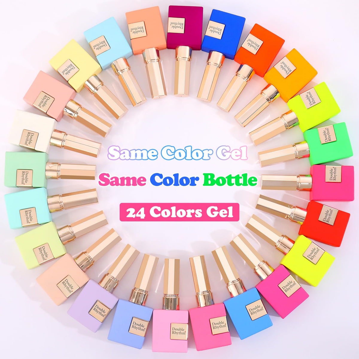 Double Rhythm gel polish set with base and top coat bottles