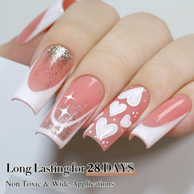Double Rhythm Gel Polish Warm White A1477 on a manicure table