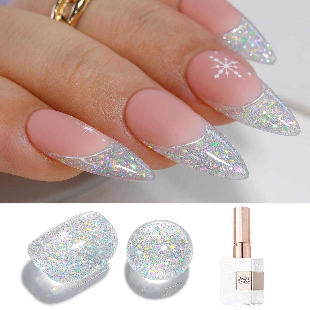 Double Rhythm Glitter Gel Polish 15ml front view with iridescent shimmer
