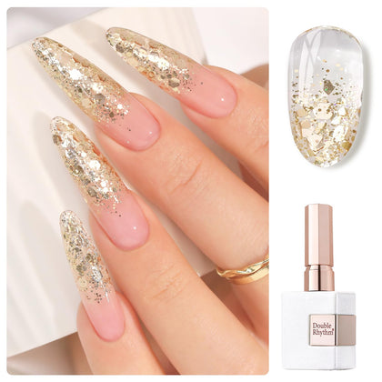 Double Rhythm Glitter Gel Polish 15ml front view with shimmer finish