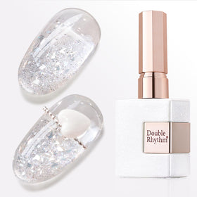 Double Rhythm Glitter Gel Polish 15ml front view with silver shimmer
