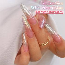 Double Rhythm Glitter Gel Polish 15ml in a nail art setting