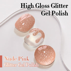 Double Rhythm Glitter Gel Polish 15ml Nude Pink B1171 bottle side view
