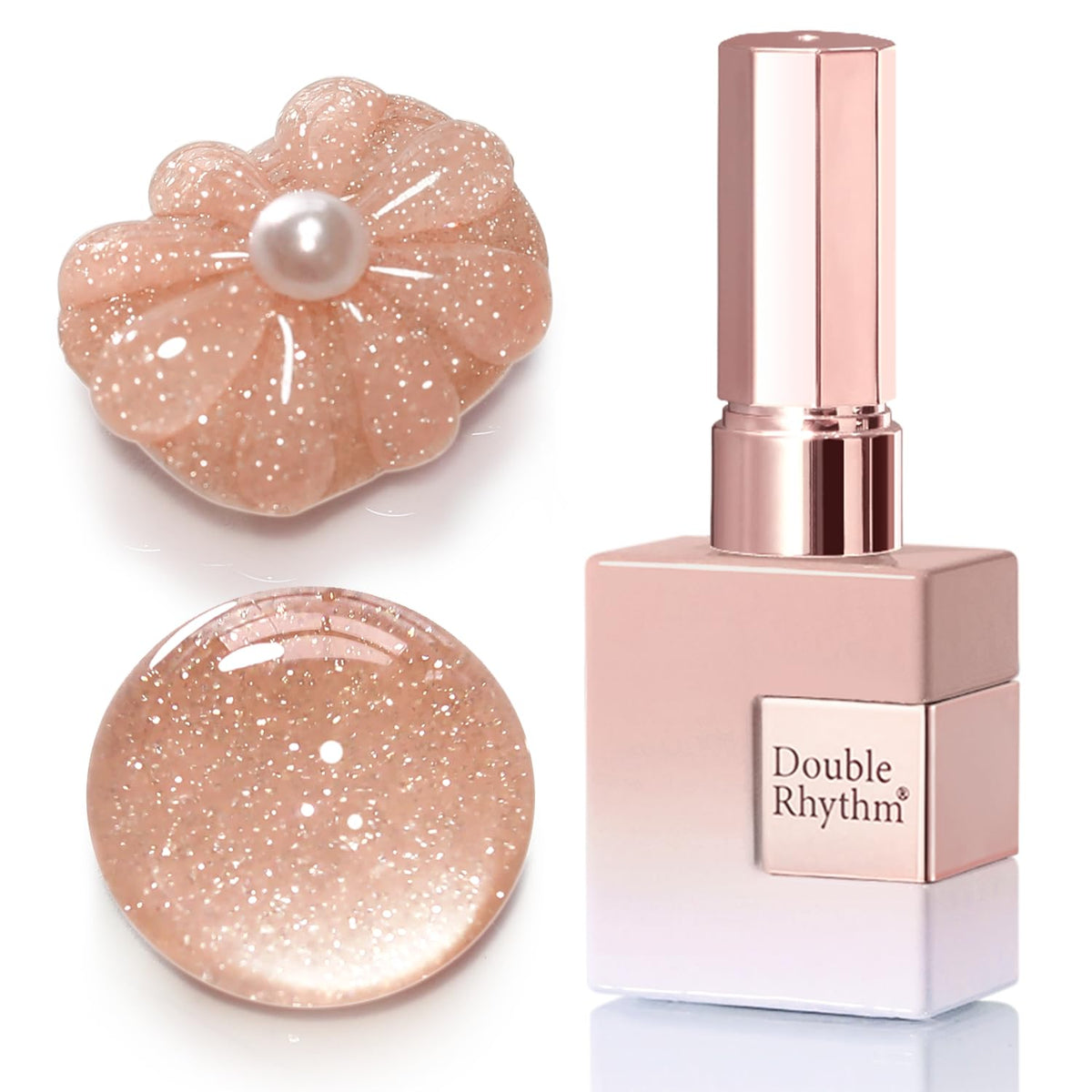 Double Rhythm Glitter Gel Polish 15ml Nude Pink B1171 front view