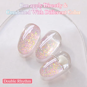 Double Rhythm Glitter Gel Polish 15ml Pink application brush