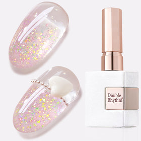 Double Rhythm Glitter Gel Polish 15ml Pink front view