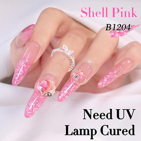 Double Rhythm Glitter Gel Polish 15ml Shell Pink application on nails