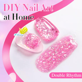 Double Rhythm Glitter Gel Polish 15ml Shell Pink bottle with cap