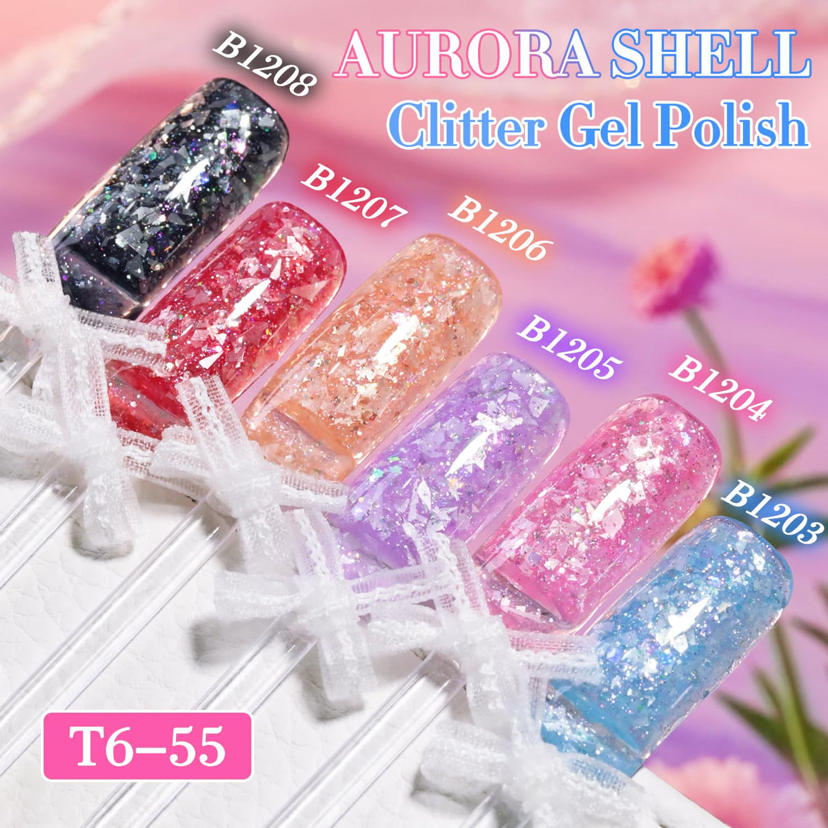 Double Rhythm Glitter Gel Polish 15ml Shell Pink bottle with glitter
