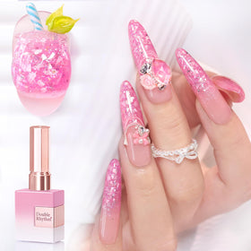 Double Rhythm Glitter Gel Polish 15ml Shell Pink front view