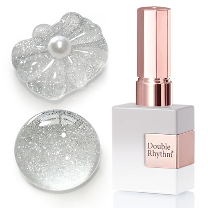 Double Rhythm Glitter Gel Polish 15ml Shimmer Silver front view
