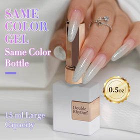 Double Rhythm Glitter Gel Polish 15ml Shimmer Silver with base and top coat