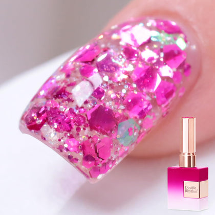 Double Rhythm Glitter Gel Polish 15ML Sparkle Rose front view
