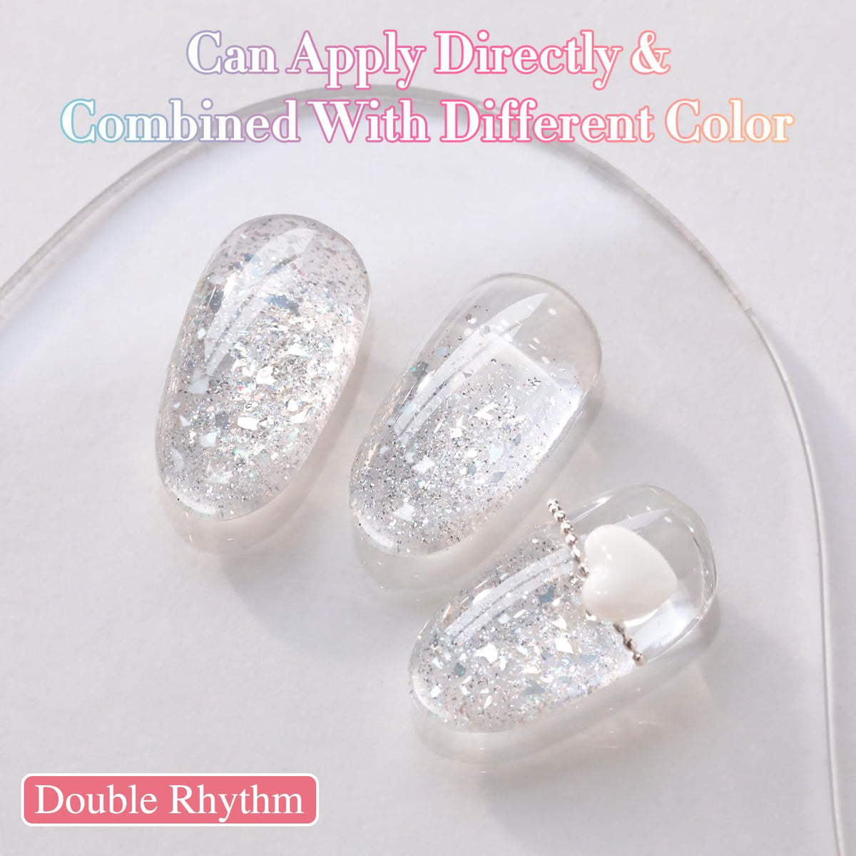 Double Rhythm Glitter Gel Polish 15ml with applicator brush