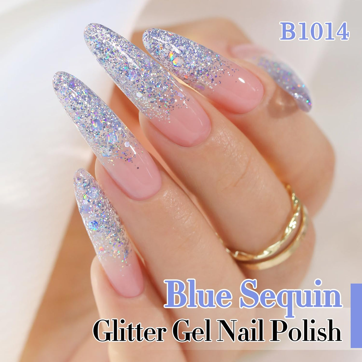 Double Rhythm Glitter Gel Polish application on nails