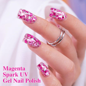 Double Rhythm Glitter Gel Polish application process with UV lamp