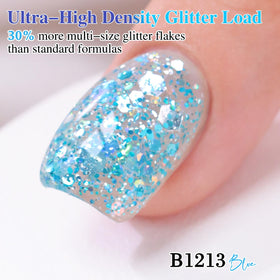 Double Rhythm Glitter Gel Polish applied on nails