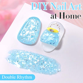 Double Rhythm Glitter Gel Polish Candy Blue bottle with glitter