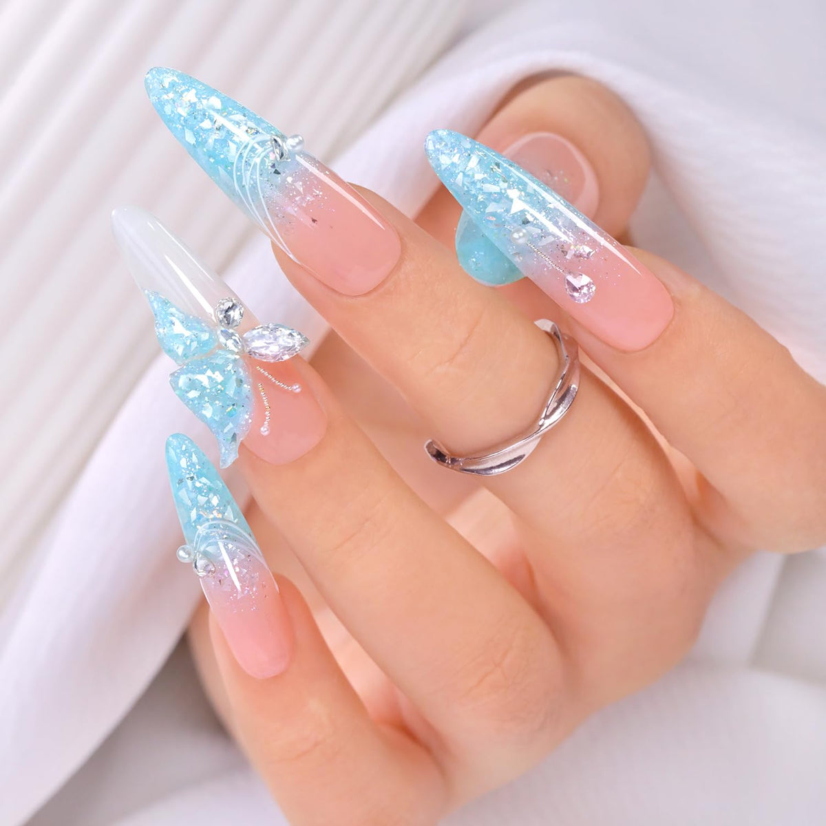 Double Rhythm Glitter Gel Polish Candy Blue front view