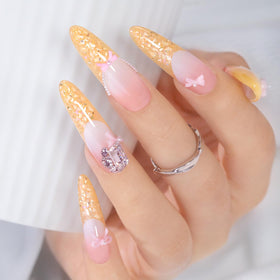 Double Rhythm Glitter Gel Polish Candy Orange 15ml front view
