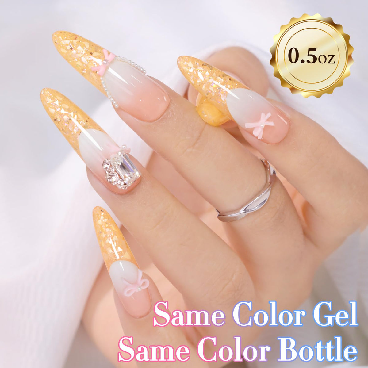 Double Rhythm Glitter Gel Polish Candy Orange with nail art tools