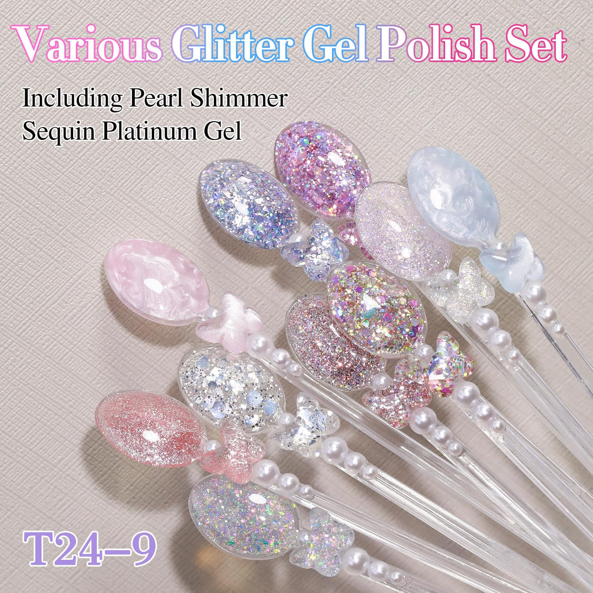 Double Rhythm glitter gel polish in a nail salon setting