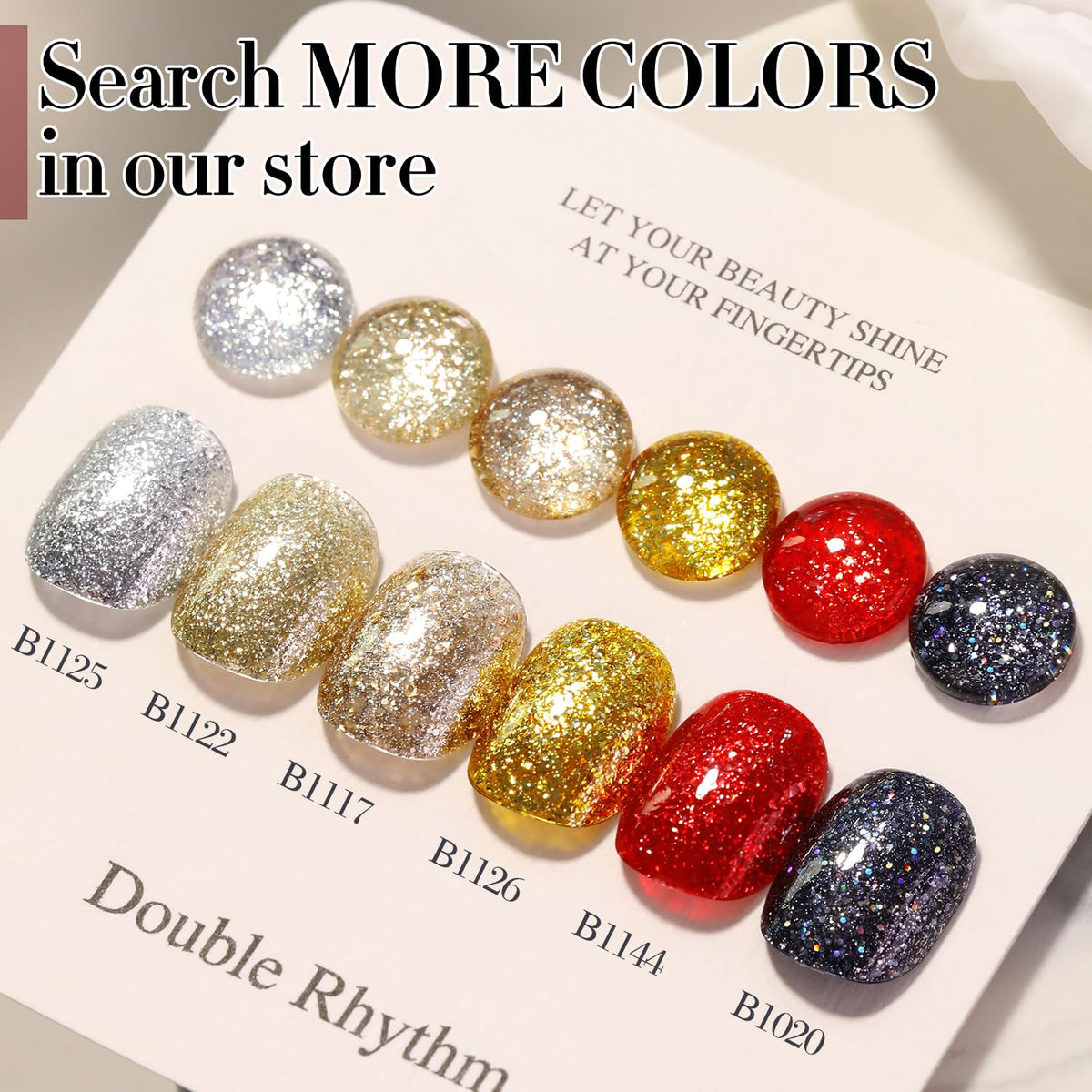 Double Rhythm Glitter Gel Polish in various colours
