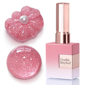 Double Rhythm Glitter Gel Polish Light Pink 15ml front view