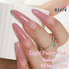 Double Rhythm Glitter Gel Polish Light Pink B1174 applied on nails