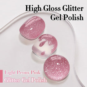 Double Rhythm Glitter Gel Polish Light Pink B1174 bottle close-up