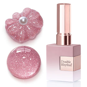 Double Rhythm Glitter Gel Polish Light Pink B1174 front view