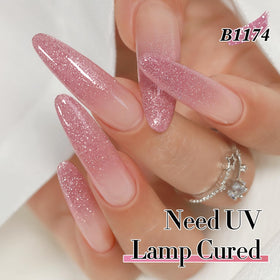 Double Rhythm Glitter Gel Polish Light Pink B1174 swatch on nail