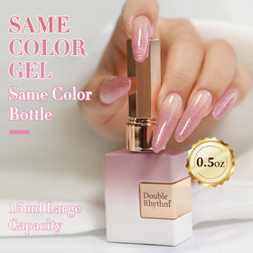 Double Rhythm Glitter Gel Polish Light Pink B1174 with base and top coat