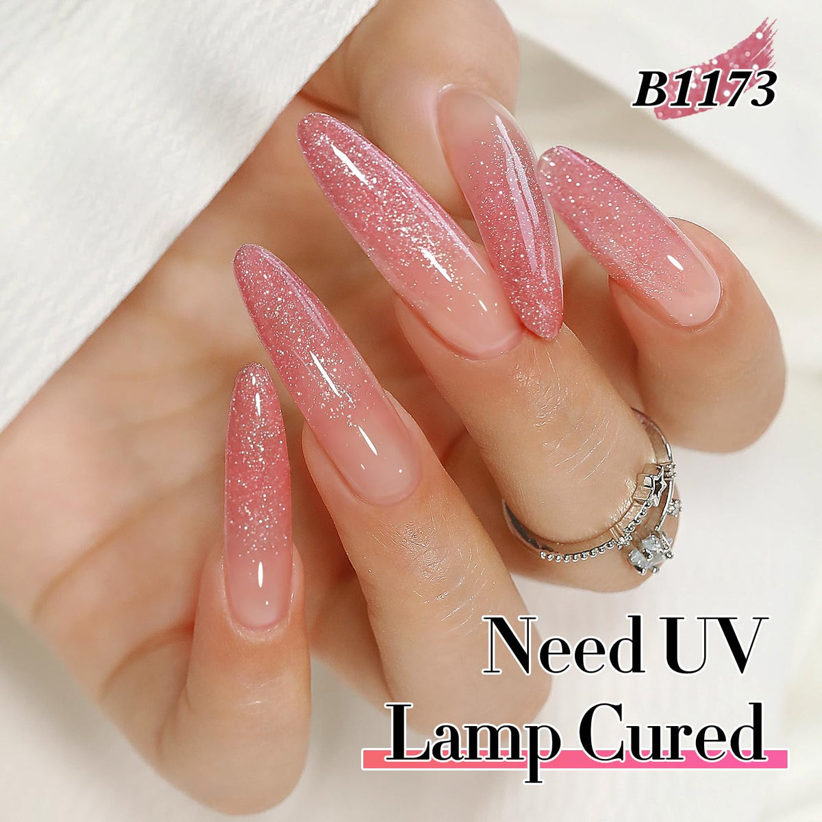 Double Rhythm Glitter Gel Polish Light Pink in packaging