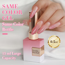 Double Rhythm Glitter Gel Polish Light Pink with base and top coat