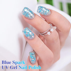 Double Rhythm Glitter Gel Polish Sparkle Blue in use
