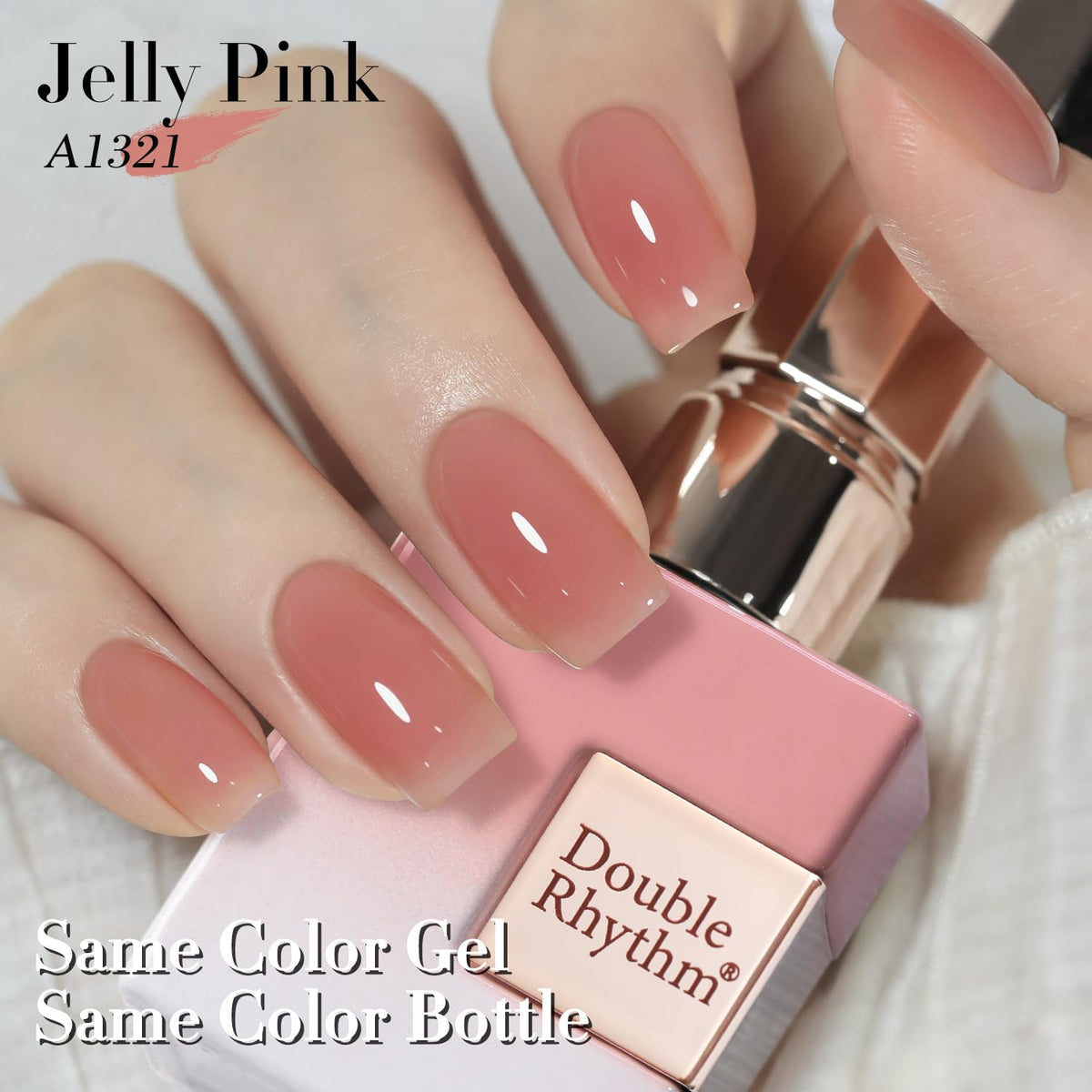 Double Rhythm Jelly Gel Polish 15ml Baby Nude Pink with UV lamp