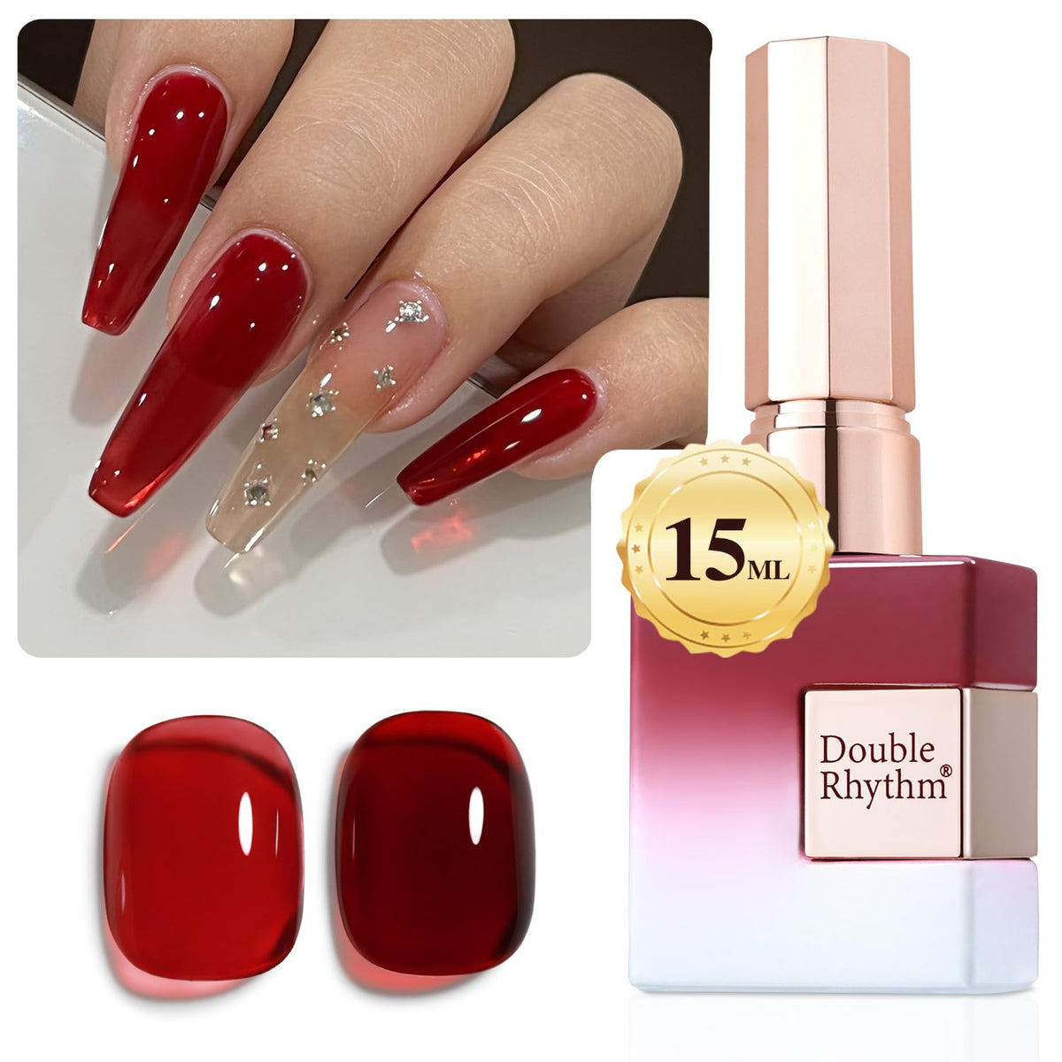 Double Rhythm Jelly Gel Polish 15ml Burgundy front view