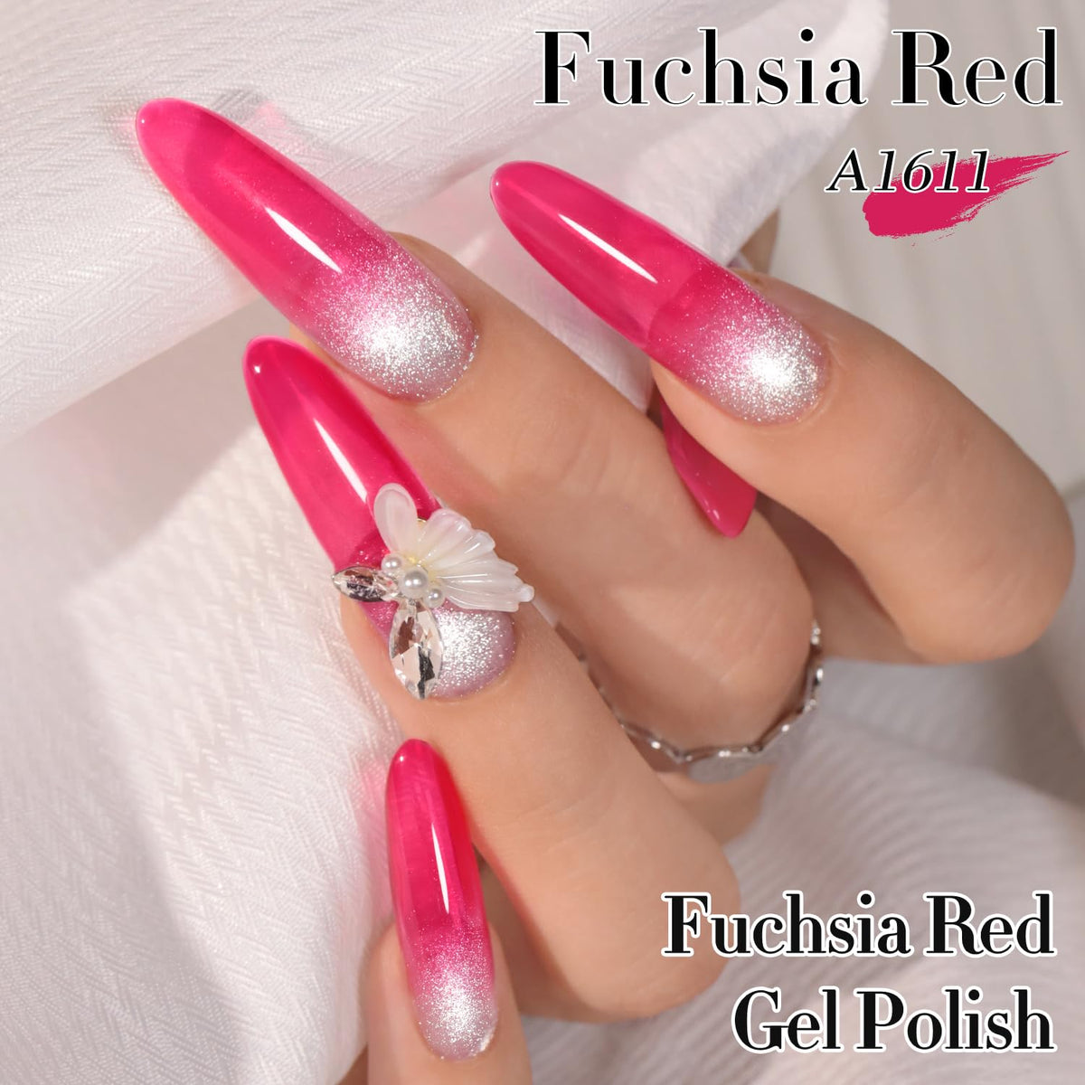 Double Rhythm Jelly Gel Polish 15ml Fuchsia Red bottle with cap