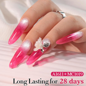 Double Rhythm Jelly Gel Polish 15ml Fuchsia Red swatch on nail
