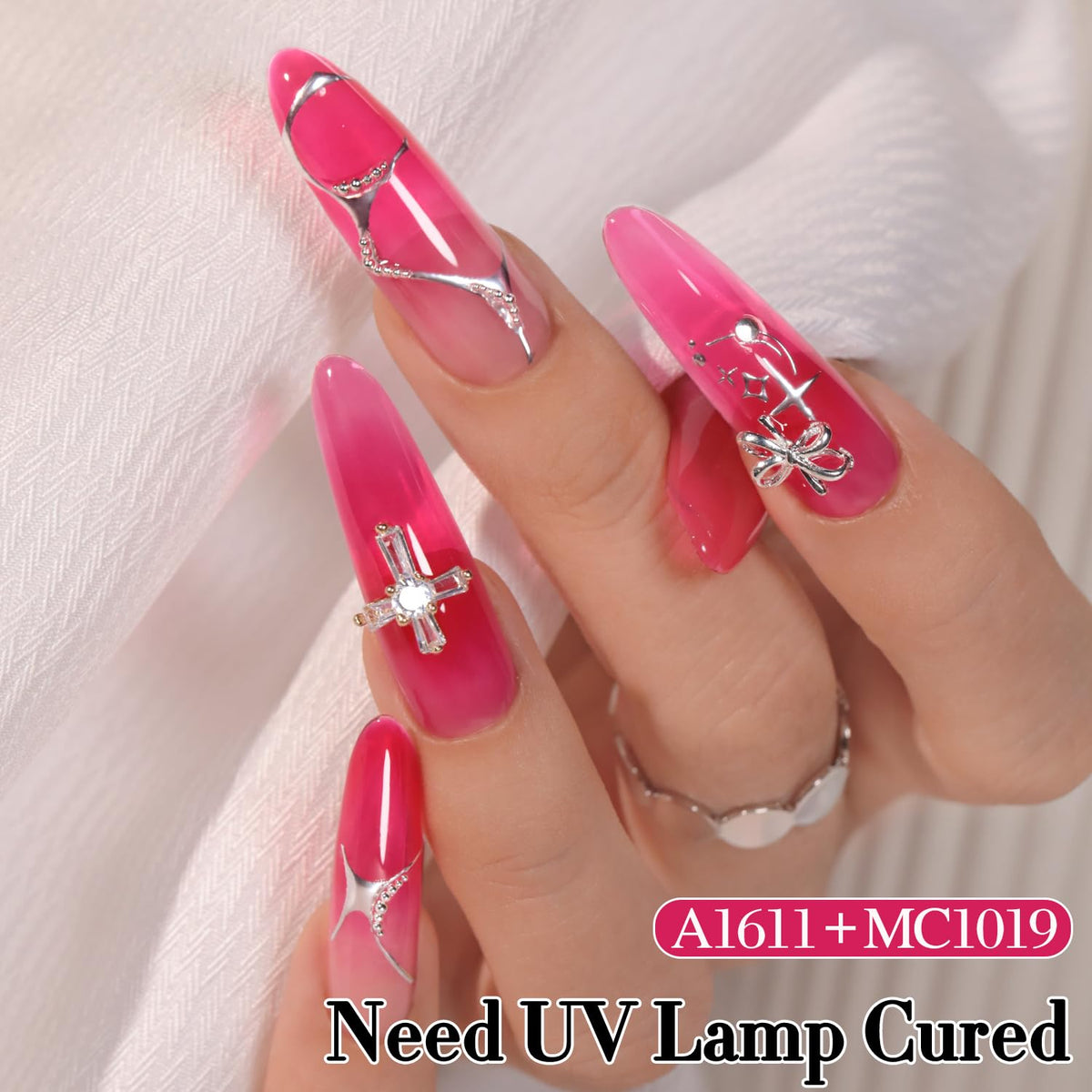 Double Rhythm Jelly Gel Polish 15ml Fuchsia Red with UV lamp