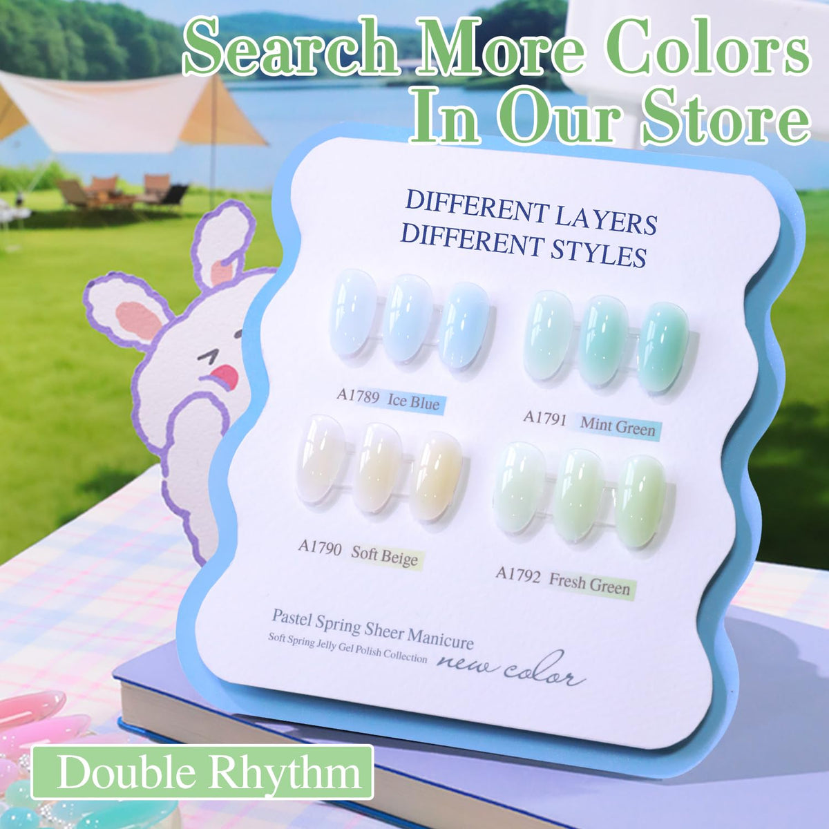 Double Rhythm Jelly Gel Polish 15ml Milky Green packaging details